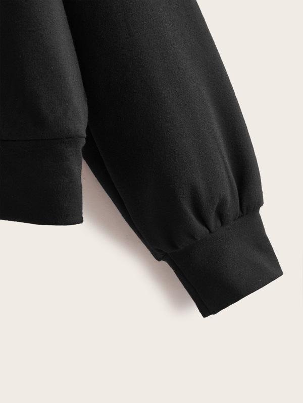 Hands Print Drop Shoulder Drawstring Hoodie - LuckyFash™