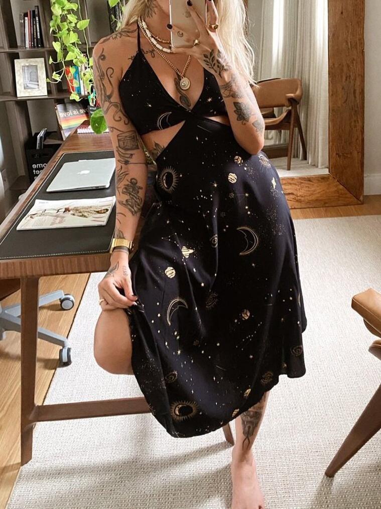 Hanging Strap Plant Print Suspender Dress - LuckyFash™