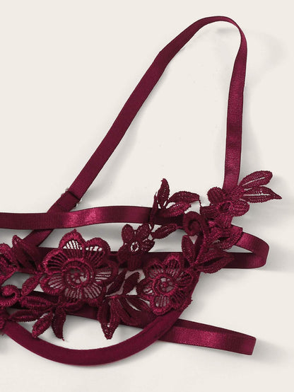 Harness Detail Appliques Underwire Lingerie Set - LuckyFash™