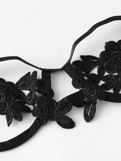 Harness Detail Appliques Underwire Lingerie Set - LuckyFash™