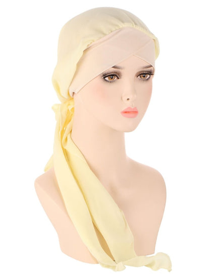 Muslim Women Chiffon Long Headscarf Islam Turban Indian Cap Plain Print Hijab Beanie Hair Care Boho Wraps Hat - LuckyFash™