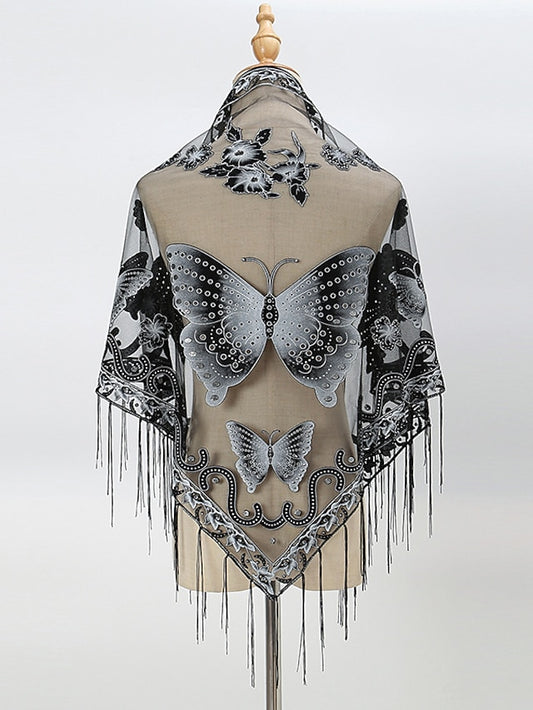 Spring Summer Soft Tassel Decorate Head Scarf Solid Colors Butterfly Mesh Hijabs Scarf Women Shawl for Party Friend Gift - LuckyFash™