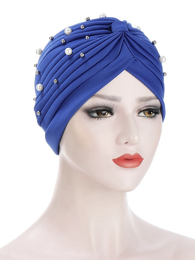 Boutique Solid Folds Pearl Muslim Turban Scarf Women Elastic Islamic Inner Hijab Caps Arab Wrap Head Femme Musulman Turbante - LuckyFash™