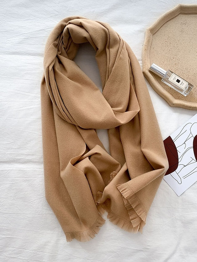 Women's Women's Shawls & Wraps Party Black Scarf Pure Color / Basic / Red / Fall / Winter / Imitation Cashmere - LuckyFash™