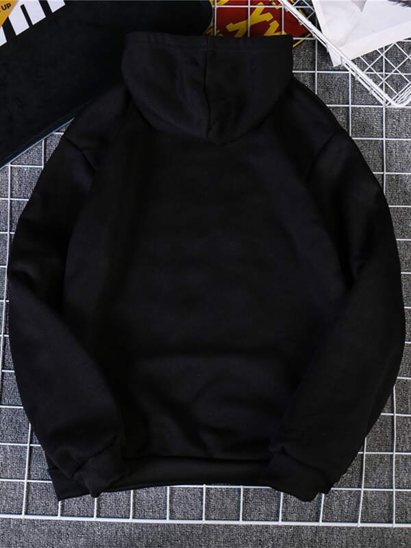 Heart And Gesture Print Thermal Lined Hoodie - LuckyFash™