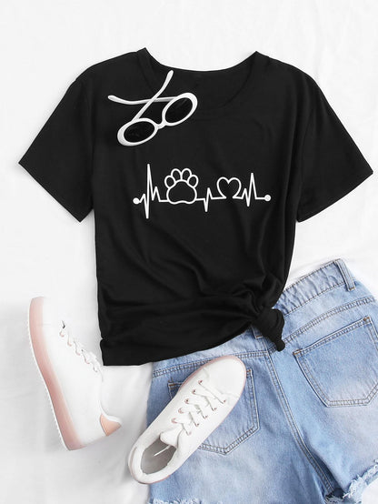 Heart And Letter Graphic Tee - LuckyFash™