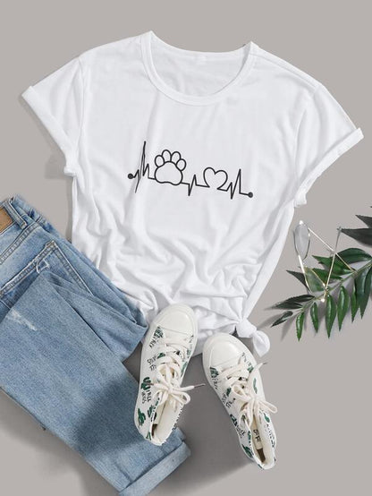 Heart And Letter Graphic Tee - LuckyFash™
