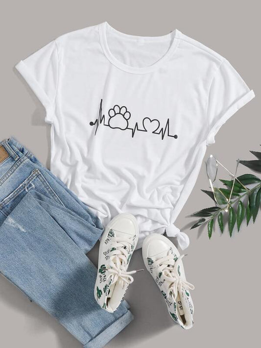 Heart And Letter Graphic Tee - LuckyFash™