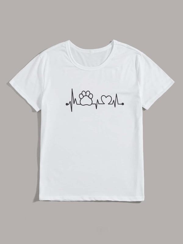Heart And Letter Graphic Tee - LuckyFash™