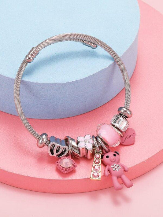 Heart & Bear Charm Bracelet - LuckyFash™