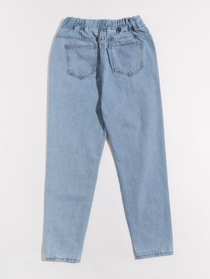 Heart Patched Drawstring Jeans - LuckyFash™