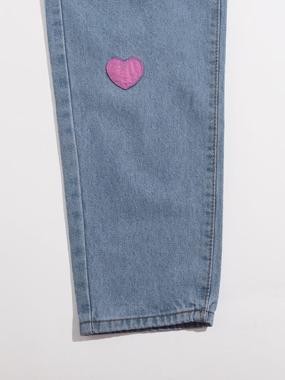 Heart Patched Drawstring Jeans - LuckyFash™