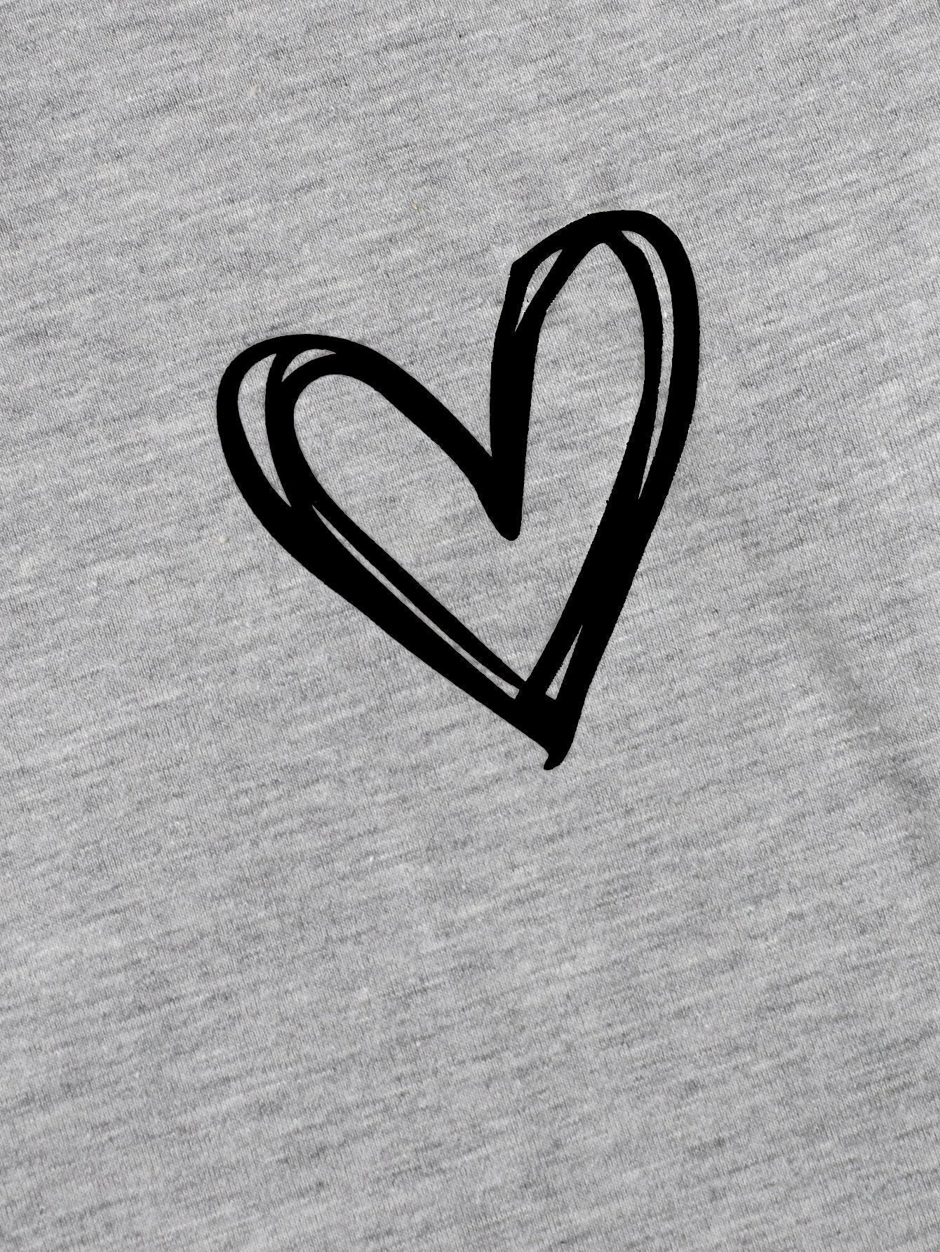 Heart Print Crew Neck Tee - LuckyFash™