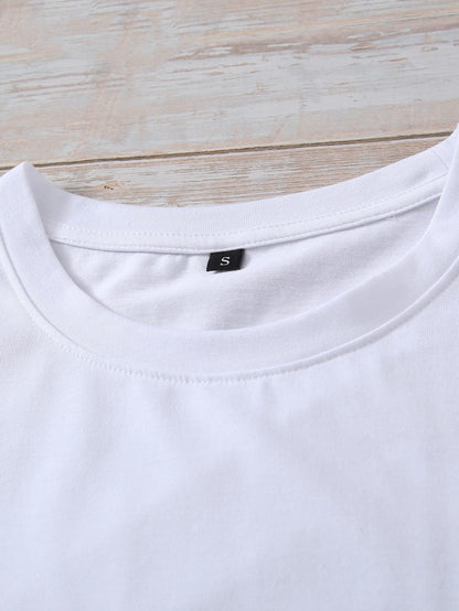 Heart Print Crew Neck Tee - LuckyFash™