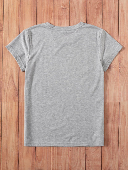 Heart Print Crew Neck Tee - LuckyFash™