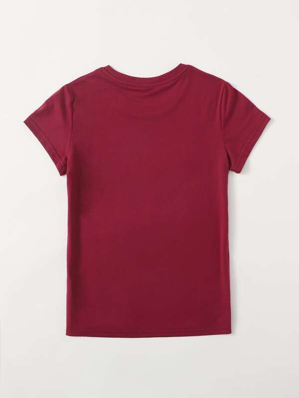 Heart Print Crew Neck Tee - LuckyFash™