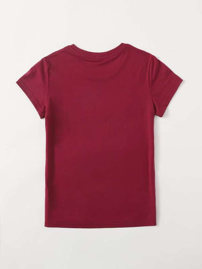 Heart Print Crew Neck Tee - LuckyFash™