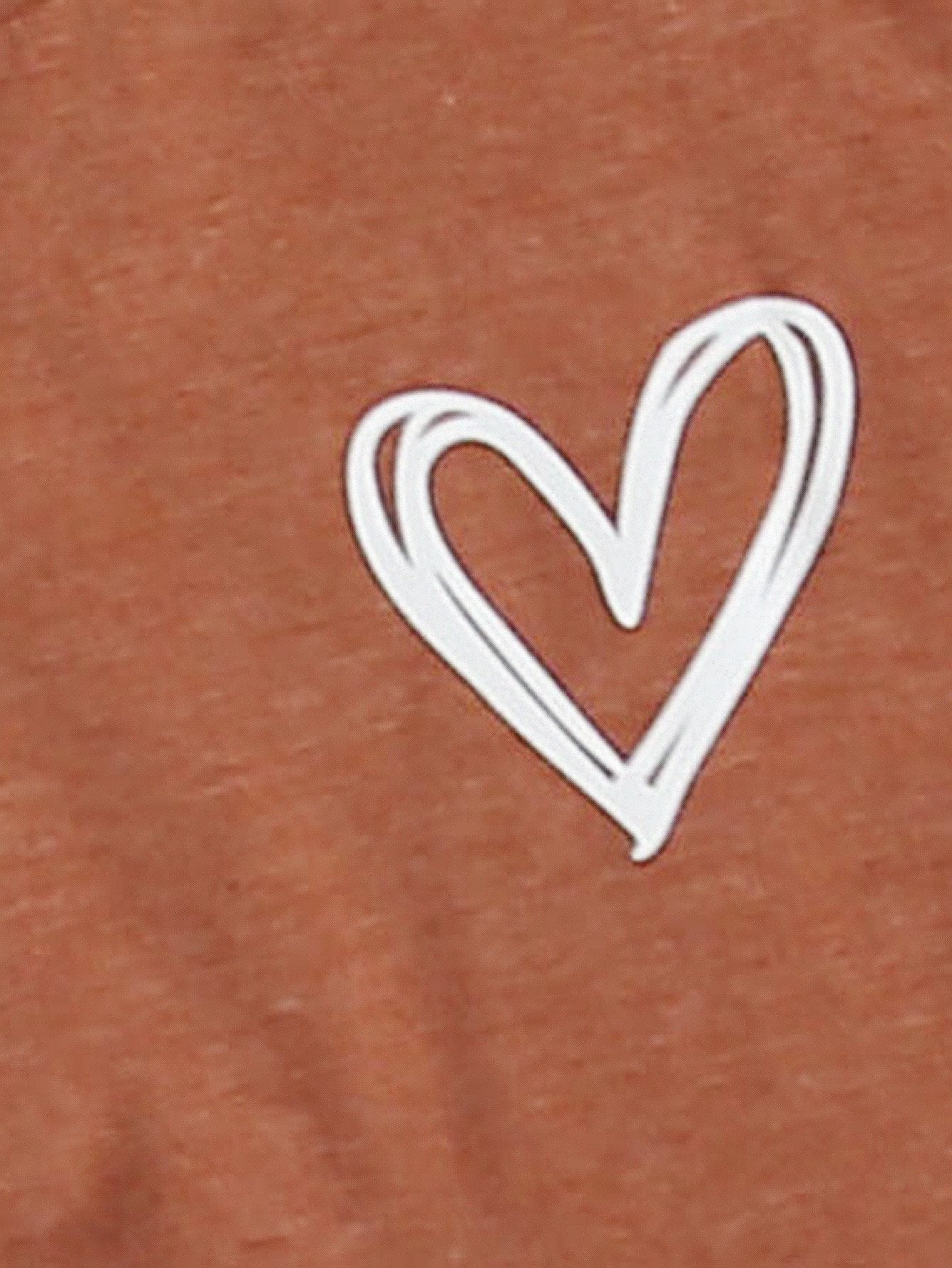 Heart Print Crew Neck Tee - LuckyFash™