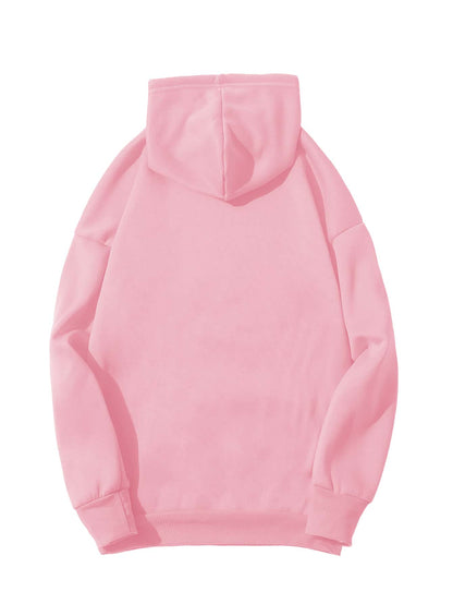 Heart Print Drop Shoulder Hoodie - LuckyFash™