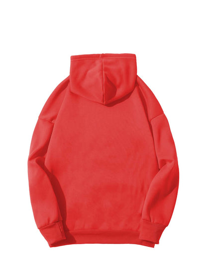 Heart Print Drop Shoulder Hoodie - LuckyFash™