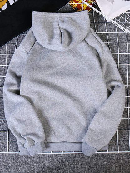 Heart Print Kangaroo Pocket Drawstring Hoodie - LuckyFash™