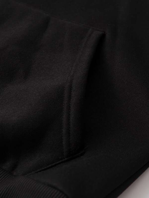 Heart Print Kangaroo Pocket Thermal Hoodie - LuckyFash™