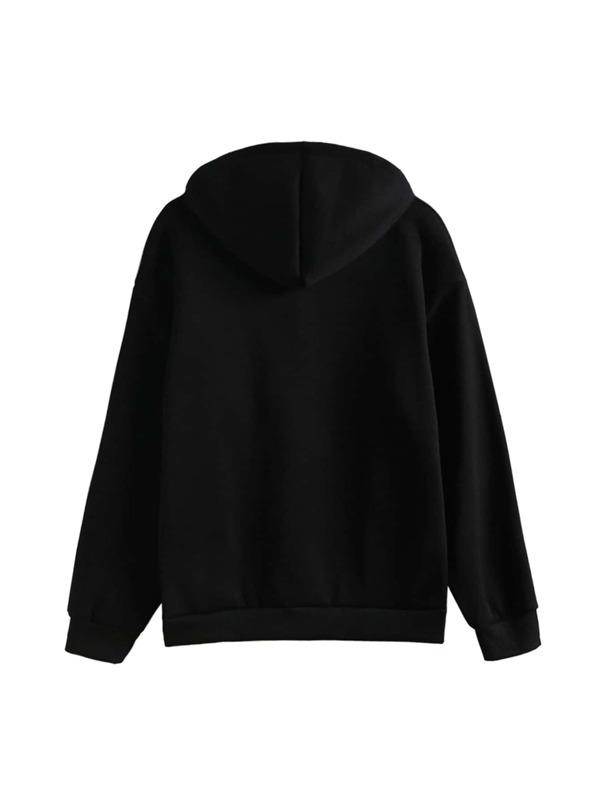 Heart Print Kangaroo Pocket Thermal Hoodie - LuckyFash™