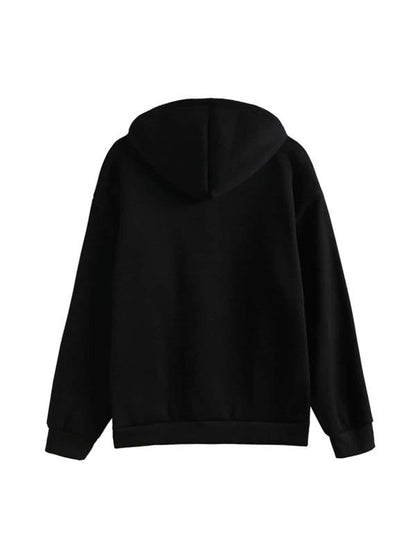 Heart Print Kangaroo Pocket Thermal Hoodie - LuckyFash™