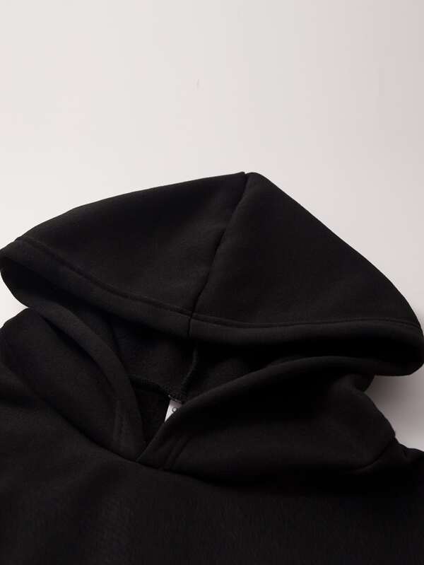 Heart Print Kangaroo Pocket Thermal Hoodie - LuckyFash™