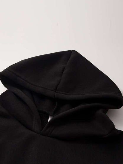 Heart Print Kangaroo Pocket Thermal Hoodie - LuckyFash™