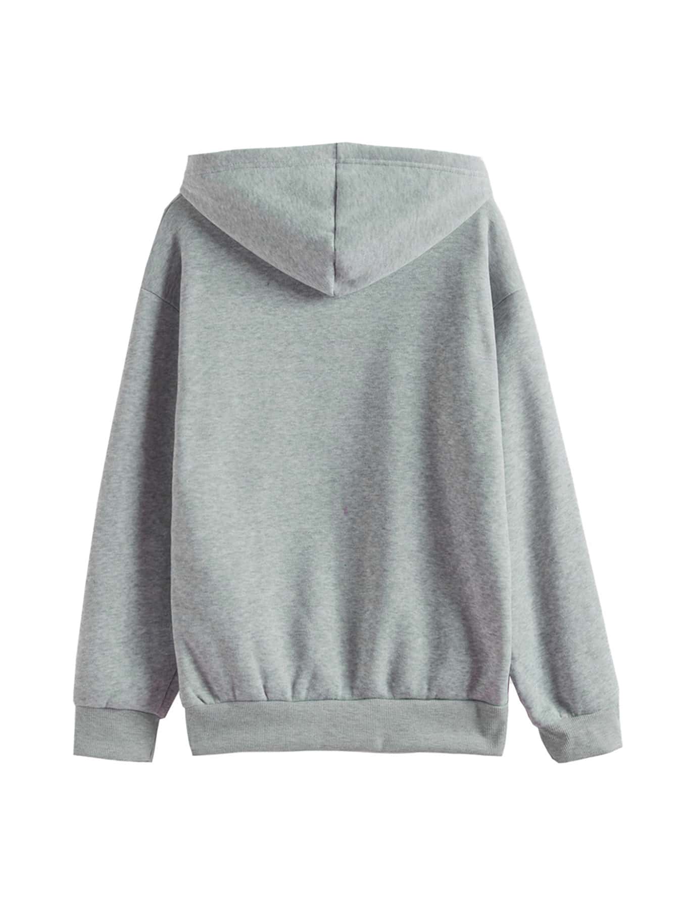 Heart Print Kangaroo Pocket Thermal Hoodie - LuckyFash™