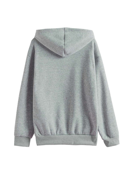 Heart Print Kangaroo Pocket Thermal Hoodie - LuckyFash™