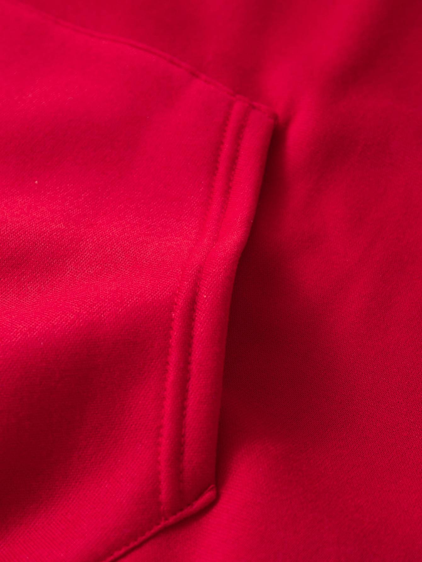 Heart Print Kangaroo Pocket Thermal Hoodie - LuckyFash™