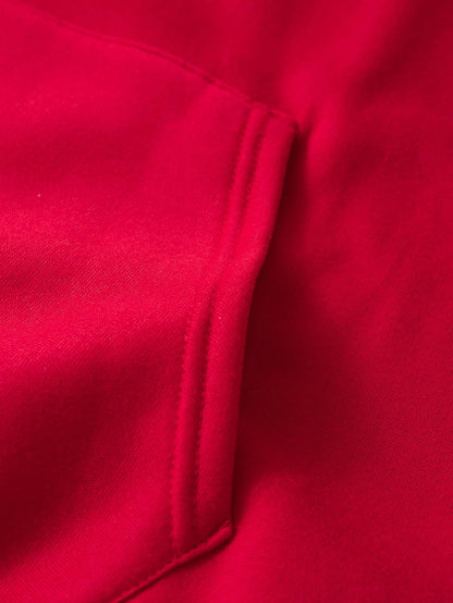 Heart Print Kangaroo Pocket Thermal Hoodie - LuckyFash™