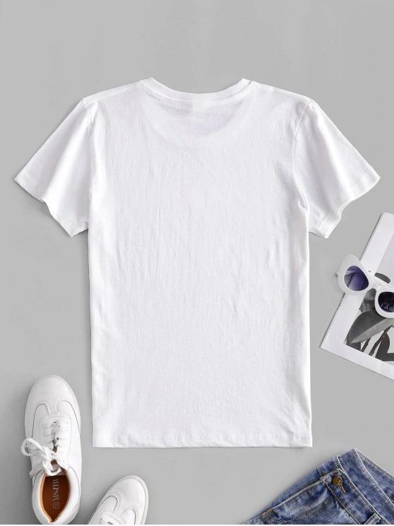 Heart Print Short Sleeve T-shirt - LuckyFash™