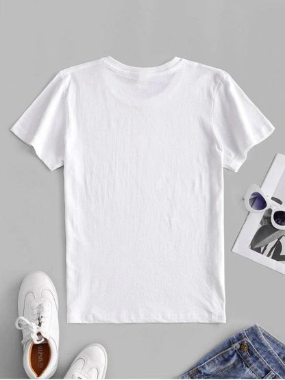 Heart Print Short Sleeve T-shirt - LuckyFash™