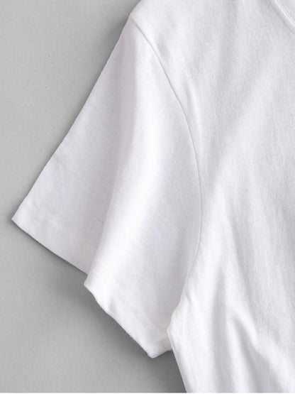 Heart Print Short Sleeve T-shirt - LuckyFash™