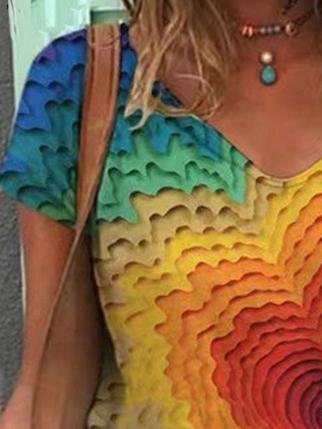 Heart Printed V-neck Short-sleeved T-shirt - LuckyFash™