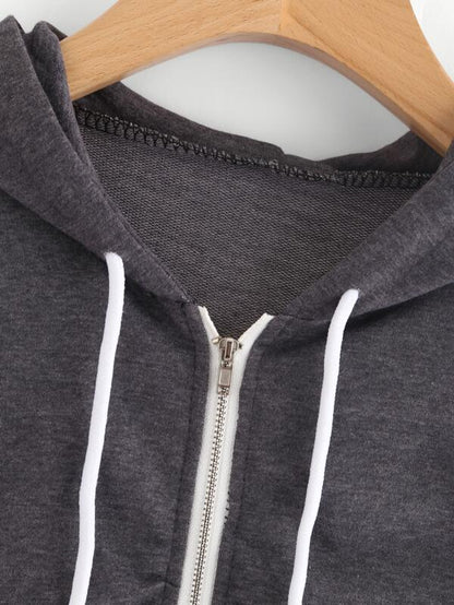 Heathered Knit Cropped Zip-Up Hoodie - LuckyFash™