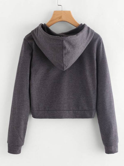 Heathered Knit Cropped Zip-Up Hoodie - LuckyFash™