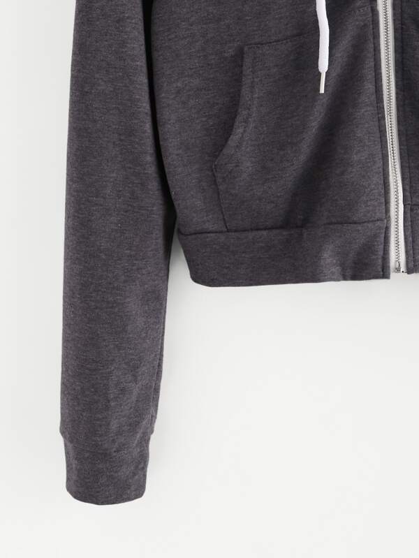 Heathered Knit Cropped Zip-Up Hoodie - LuckyFash™