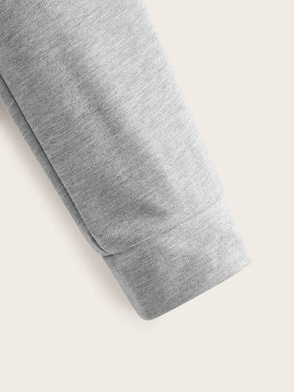 Heathered Knit Cutout Drawstring Hoodie - LuckyFash™