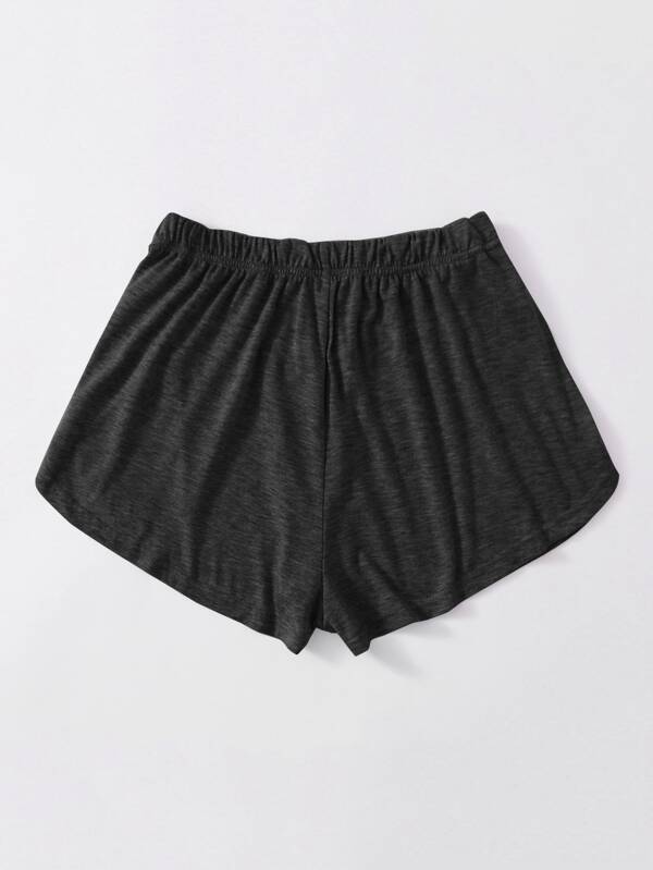 Heathered Knit Tulip Hem Drawstring Shorts - LuckyFash™