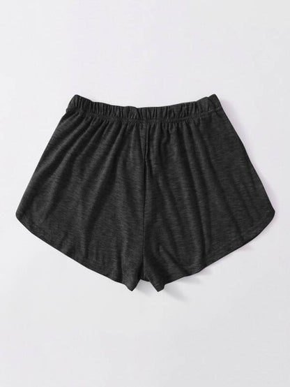 Heathered Knit Tulip Hem Drawstring Shorts - LuckyFash™