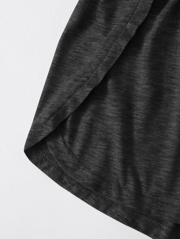 Heathered Knit Tulip Hem Drawstring Shorts - LuckyFash™