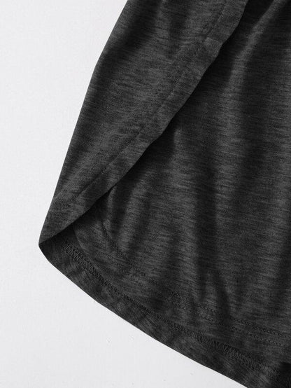 Heathered Knit Tulip Hem Drawstring Shorts - LuckyFash™