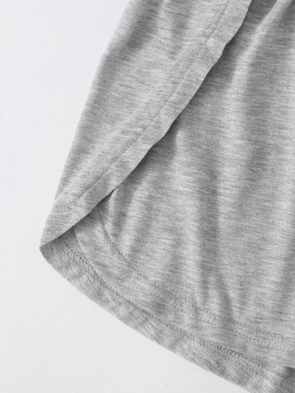 Heathered Knit Tulip Hem Drawstring Shorts - LuckyFash™