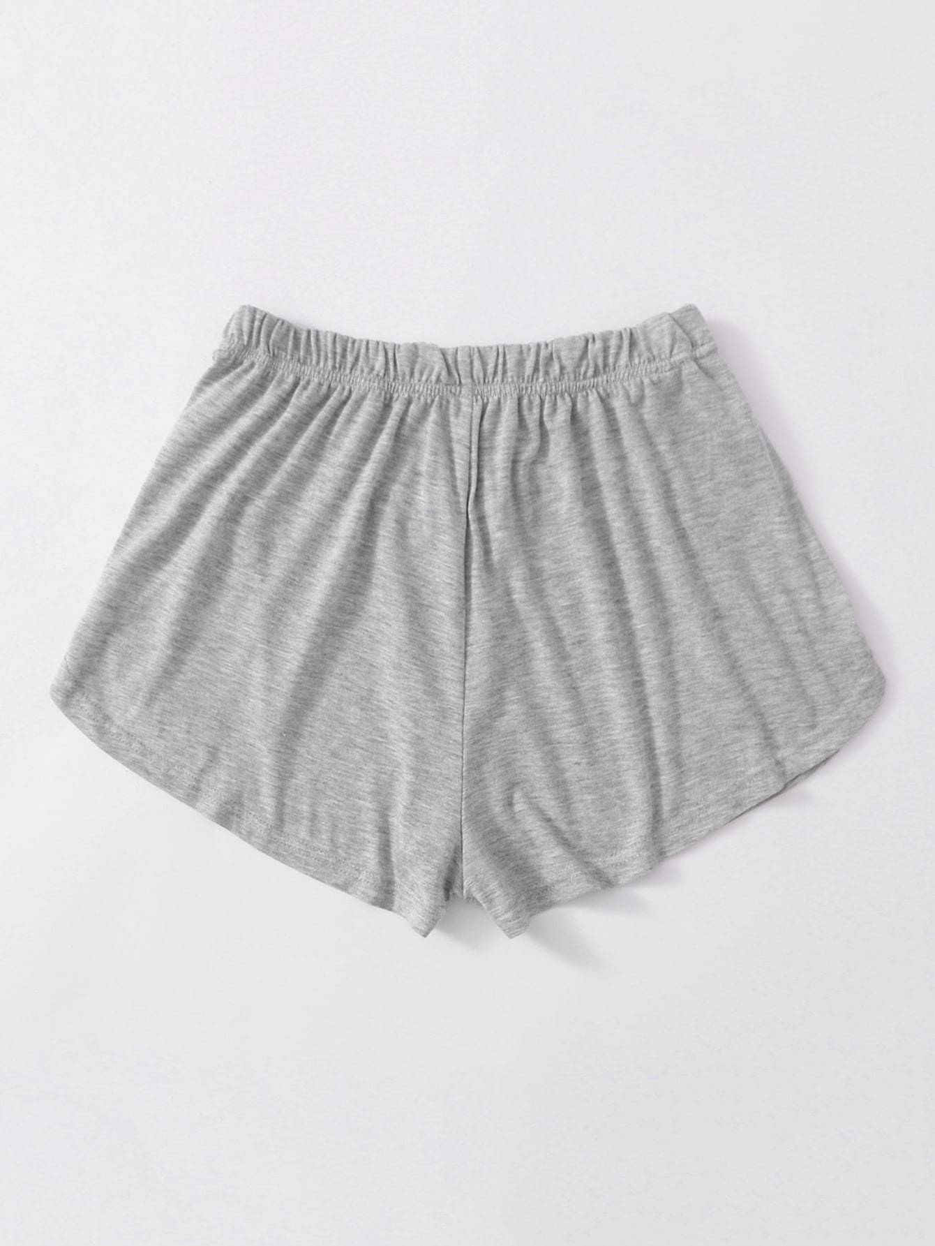 Heathered Knit Tulip Hem Drawstring Shorts - LuckyFash™