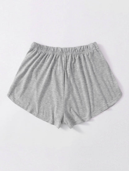 Heathered Knit Tulip Hem Drawstring Shorts - LuckyFash™