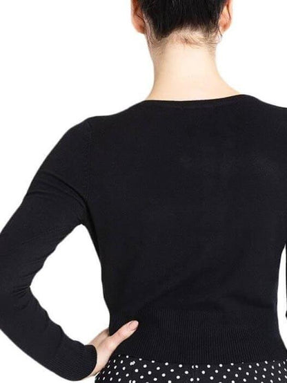 Hell Bunny Paloma Cropped Cardigan - Black - LuckyFash™